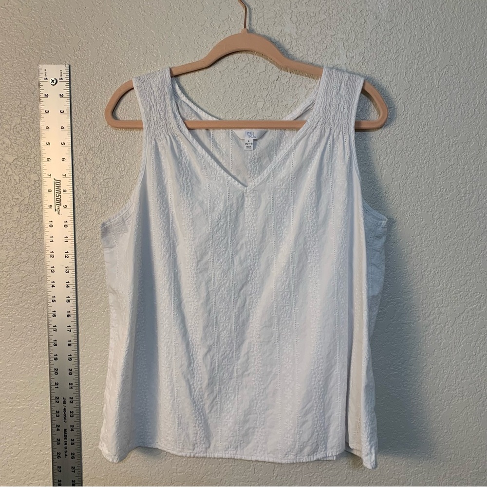 Women's White summer embroidered Sleeveless loose fit Top,shirt blouse.